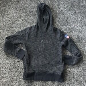 Under Armour Hoodie Youth Small Gray USA Flag Sleeve‎ Zip Pockets Tonal 1376524